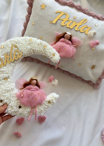 Pembe Nakışlı Örgü Çocuk Uyku Aksesuarları - Görsel 3