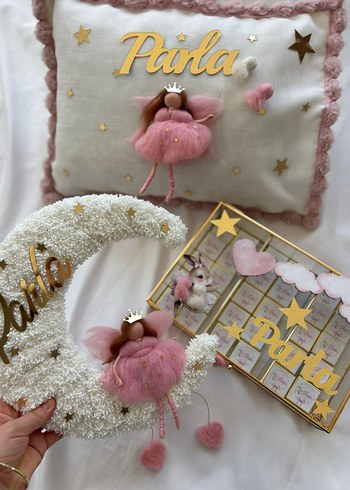 Pembe Nakışlı Örgü Çocuk Uyku Aksesuarları - Görsel 2