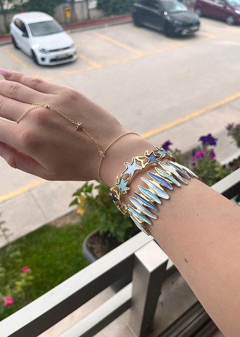 Seramik Esnek Mavi Renkli Yıldız Detaylı Kadın Bileklik - Görsel 2