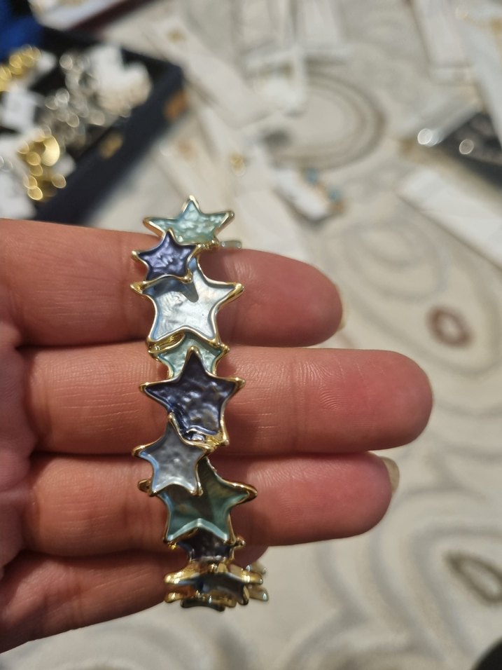 Seramik Esnek Mavi Renkli Yıldız Detaylı Kadın Bileklik - Görsel 3