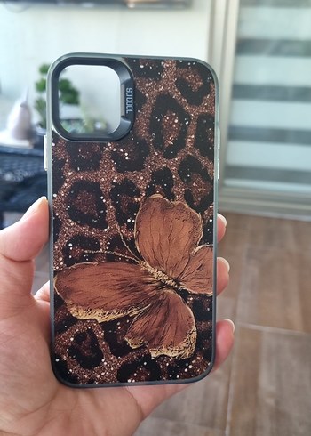 iphone 13 Parlak Kelebekli Bohem Kahverengi Telefon Kılıfı - Görsel 2