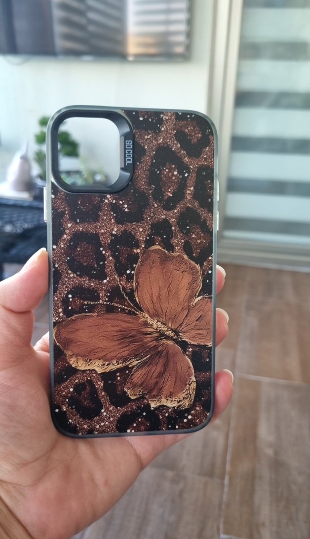 iphone 13 Parlak Kelebekli Bohem Kahverengi Telefon Kılıfı - Görsel 2