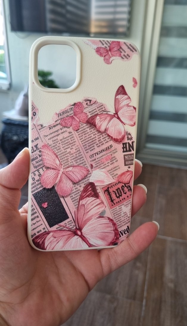 iphone 11 Pembe Vintage Kelebek Baskılı Telefon Kılıfı - Görsel 2
