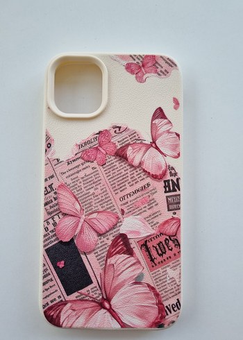 iphone 13 Pembe Vintage Kelebek Baskılı Telefon Kılıfı - Görsel 3