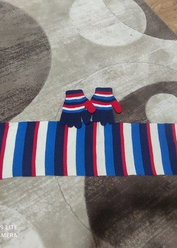 Çok Renkli Erkek Çocuk kaşkol ve eldiven takım - Görsel 2