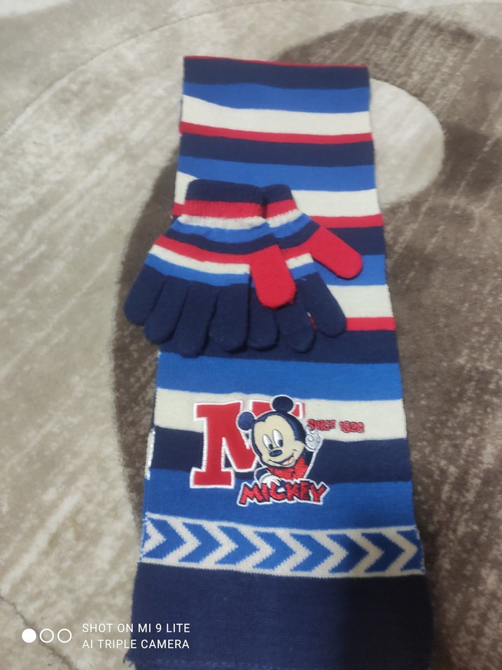 Çok Renkli Erkek Çocuk kaşkol ve eldiven takım - Görsel 3