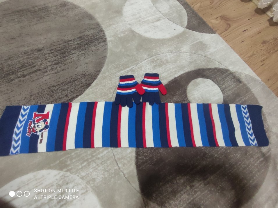 Çok Renkli Erkek Çocuk kaşkol ve eldiven takım - Görsel 2