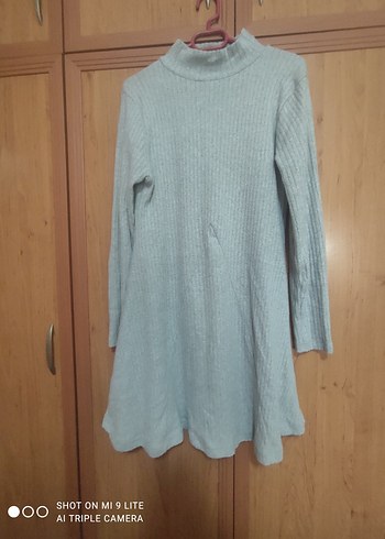 Gri triko Elbise - Görsel 3