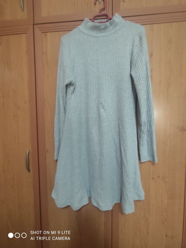 Gri triko Elbise - Görsel 3