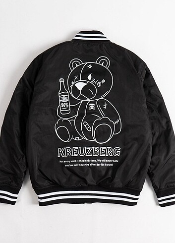 sırtı baskılı oversize bomber ceket 