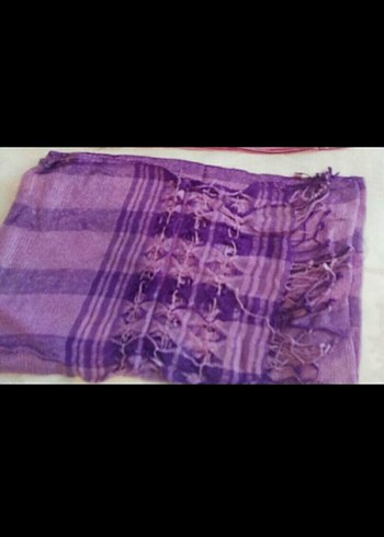 Mor Parlak Kadın Bohem Drapeli Şal - Görsel 4