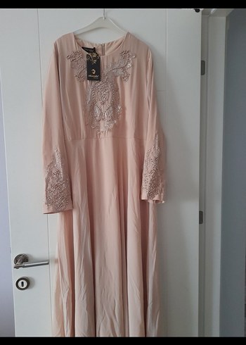 Nakışlı Bej Bohem Uzun Abiye Elbise - Görsel 2