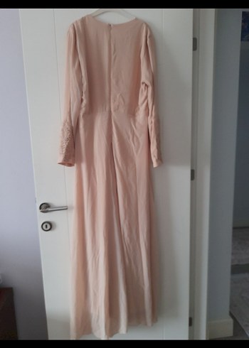 Nakışlı Bej Bohem Uzun Abiye Elbise - Görsel 7