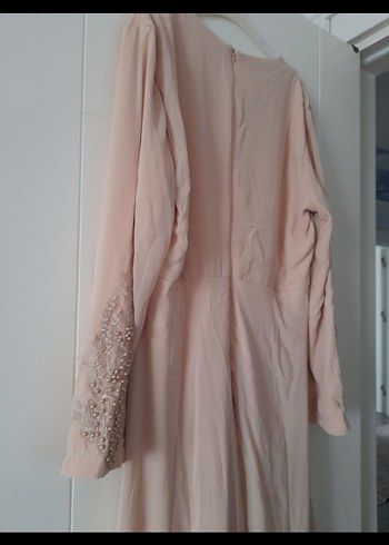 Nakışlı Bej Bohem Uzun Abiye Elbise - Görsel 8