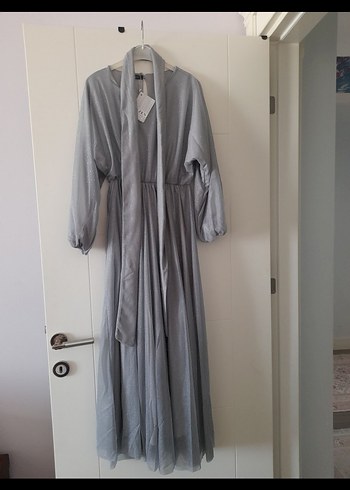 Bohem  Gri Uzun Elbise - Görsel 4