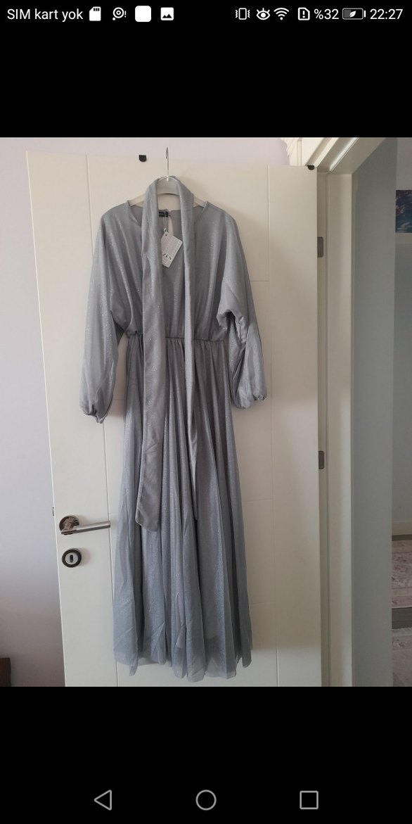 Bohem  Gri Uzun Elbise - Görsel 4