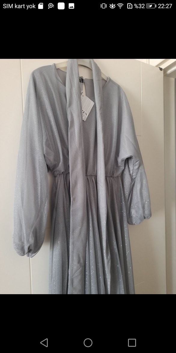 Bohem  Gri Uzun Elbise - Görsel 5