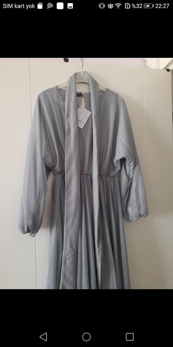 Bohem  Gri Uzun Elbise - Görsel 2