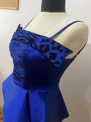 xs Beden lacivert Renk Mini peplum abiye