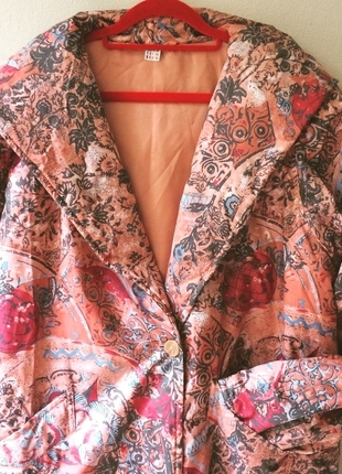 Vintage Love 80ler stili uzun pembe krem renklerinde pardesu