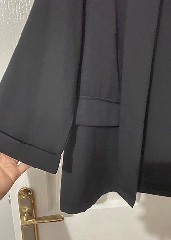 Diğer Drapeli Siyah Kadın Midi Blazer