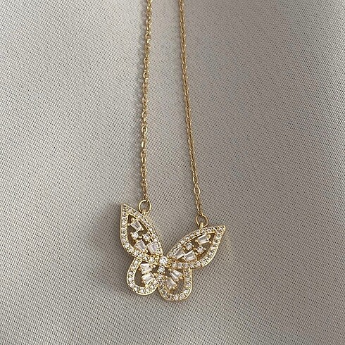 Kelebek gold kolye 45 cm (çelik)