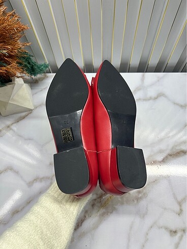 38 Beden kırmızı Renk Kırmızı hakiki deri şık loafer