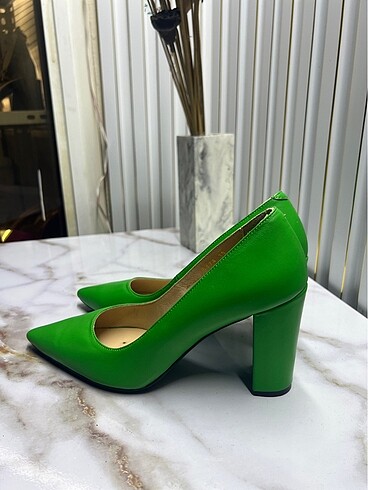 38 Beden yeşil Renk Yeşil hakiki deri topuklu ayakkabı