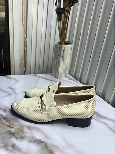 37 Beden Bej hakiki deri loafer