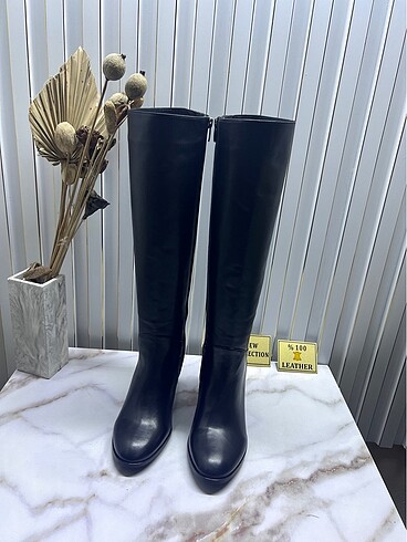 Beymen Collection SİYAH HAKİKİ DERİ ÇİZME