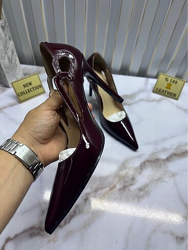 40 Beden Bordo rugan hakiki deri stiletto