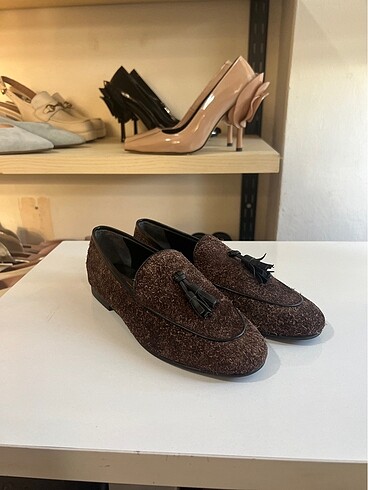Elle Kahverengi sırçalı loafer