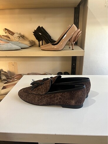 37 Beden Kahverengi sırçalı loafer