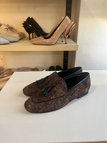 37 Beden kahverengi Renk Kahverengi sırçalı loafer