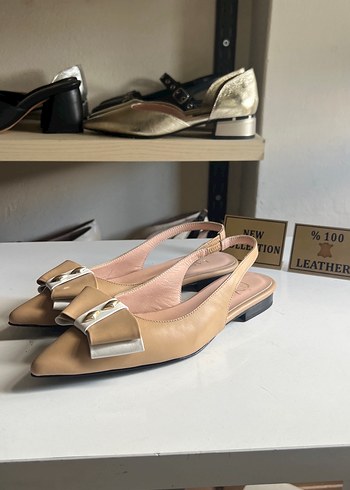 Bej Tokalı Kadın Stiletto Babet