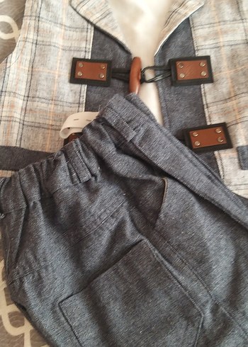 Gri  Çocuk Yelekli Takım - Görsel 3