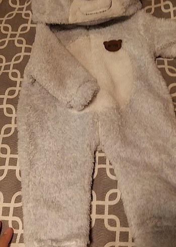 Gri Bebek Tulumu, Kürk Detaylı, Nakışlı - Görsel 2