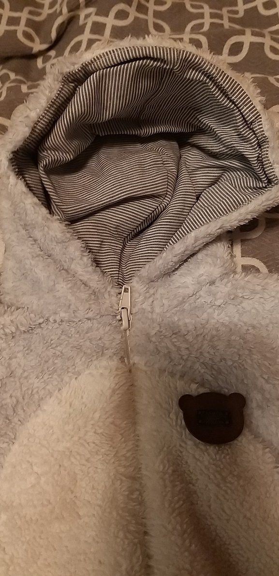 Gri Bebek Tulumu, Kürk Detaylı, Nakışlı - Görsel 3