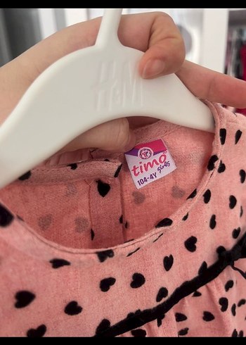 4 Yaş Beden pembe Renk Puantiyeli Pembe Kız Çocuk Triko Elbise