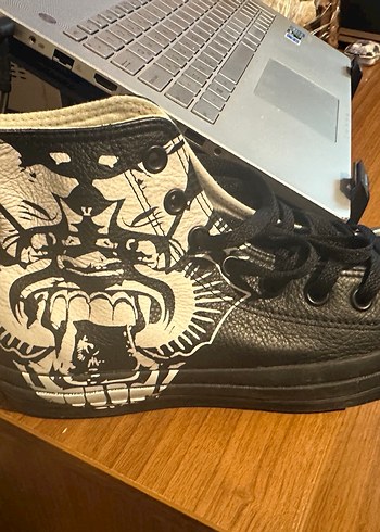 Converse özel seri Siyah Bağcıklı Rock Punk Kadın Spor Ayakkab - Görsel 5