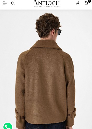 Erkek antioch men Kahverengi Düğmeli Yün Kaban - Görsel 5