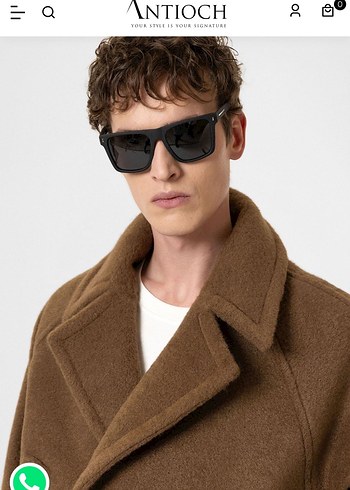 Erkek antioch men Kahverengi Düğmeli Yün Kaban - Görsel 4