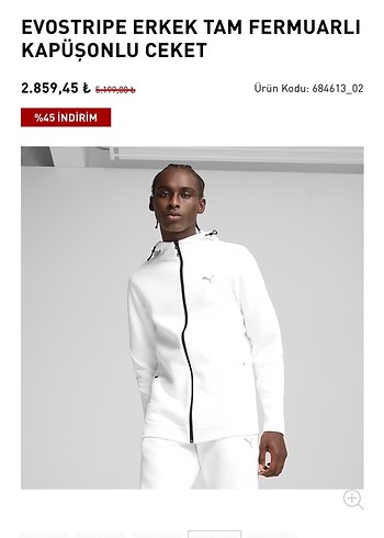 Puma Erkek Beyaz Kapüşonlu Fermuarlı Sweatshirt - Görsel 3