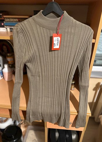 Kahverengi Yünlü Yüksek Yakalı erkek Triko - Görsel 4