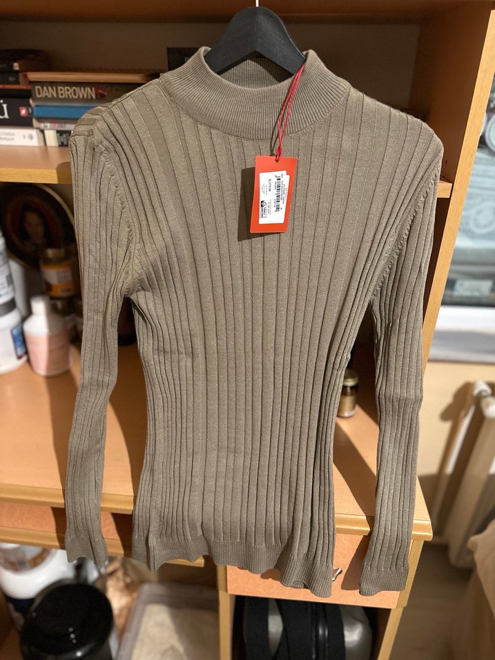 Kahverengi Yünlü Yüksek Yakalı erkek Triko - Görsel 4