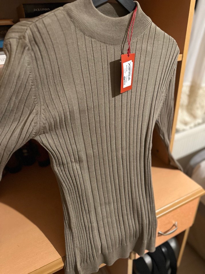 Kahverengi Yünlü Yüksek Yakalı erkek Triko - Görsel 3