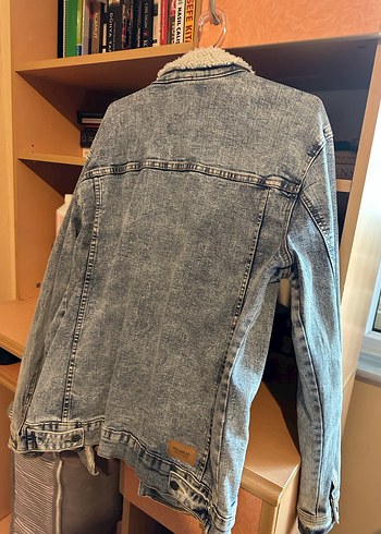 Pull bear Gri Düğmeli erkek Denim Ceket - Görsel 4