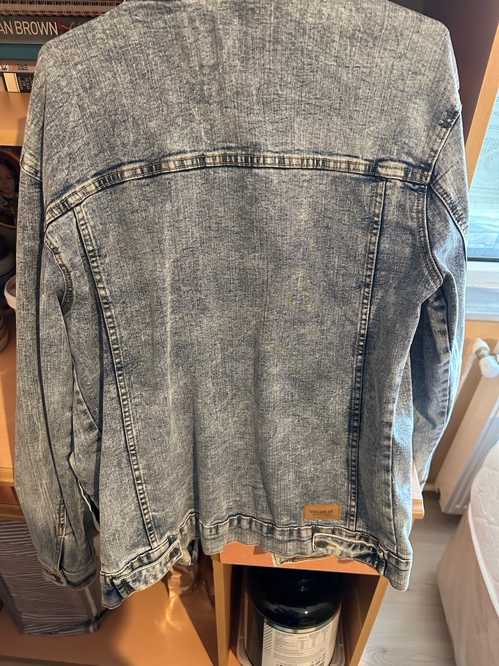 Pull bear Gri Düğmeli erkek Denim Ceket - Görsel 5
