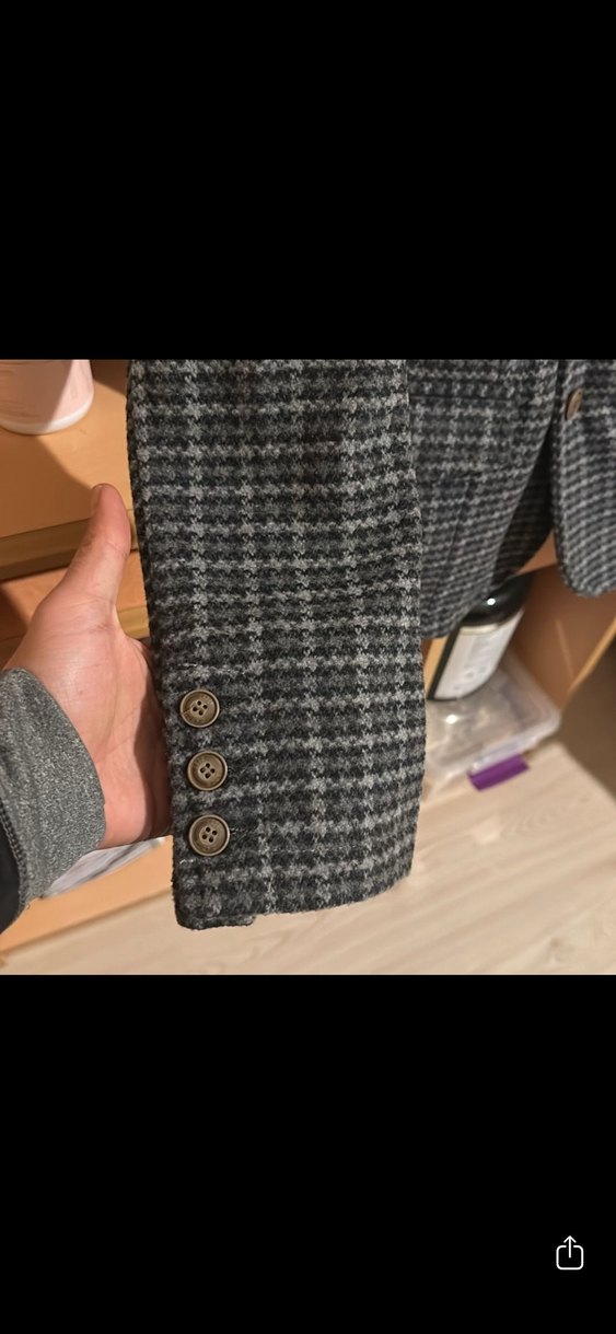 Catch ceket Düğmeli Gri Midi Erkek Yün Ceket - Görsel 5