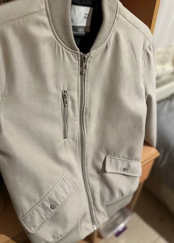 Bershka bej Süet Fermuarlı Erkek Ceket - Görsel 2